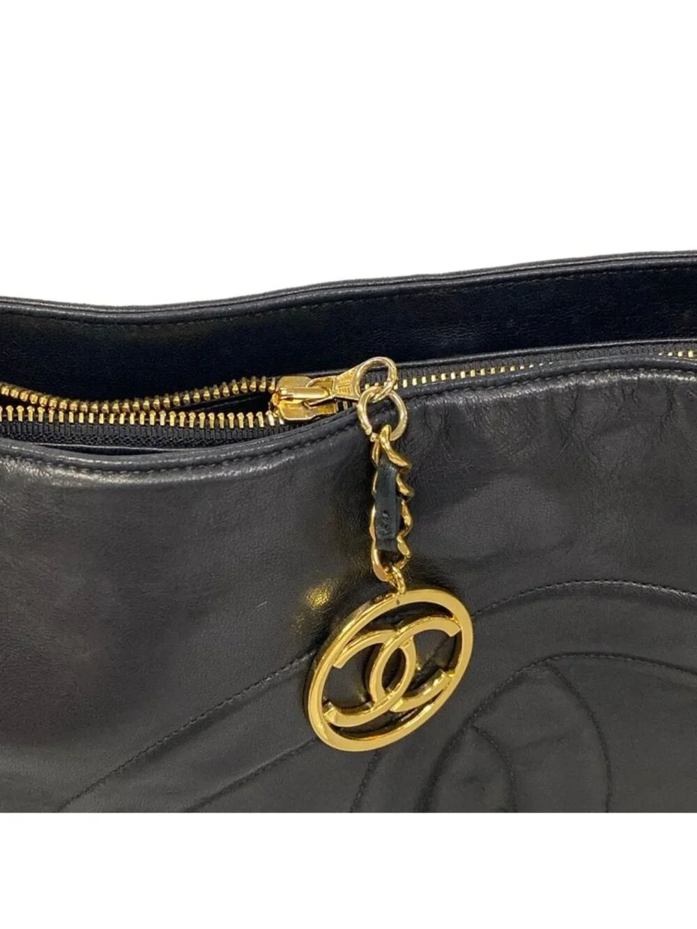 Chanel Shoulder Bag Black Chain Gold Lambskin